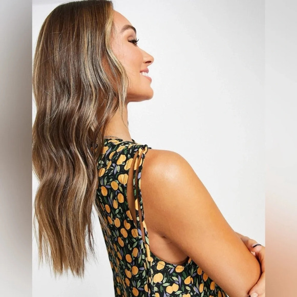 & Other Stories‎ Tie Shoulder Mini Dress Oranges Print Floral Tropical Size 6 - Picture 4 of 16